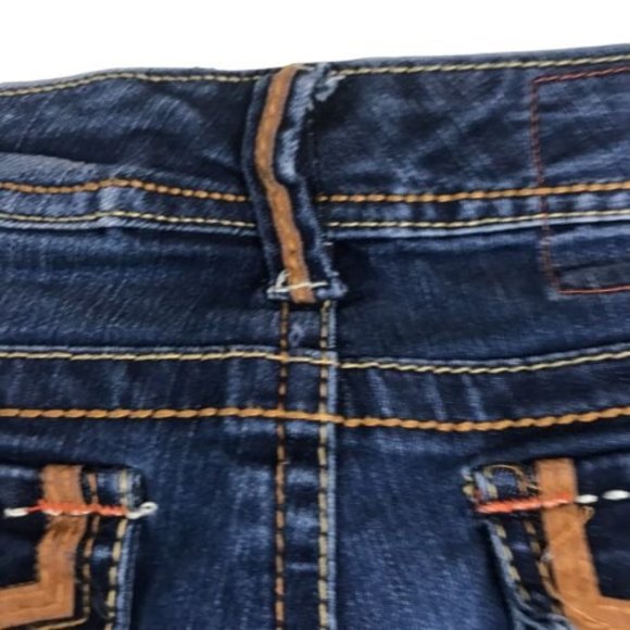UNIONBAY Skinny Boot Distressed Boho Jean 30x31 Blue Low Rise Embroidered Size 5 - Picture 8 of 12